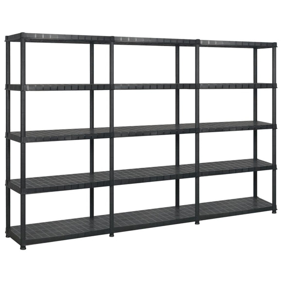 NNEVL Storage Shelf 5-Tier Black 274.5x45.7x185 cm Plastic