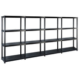 NNEVL Storage Shelf 4-Tier Black 244x30.5x130 cm Plastic