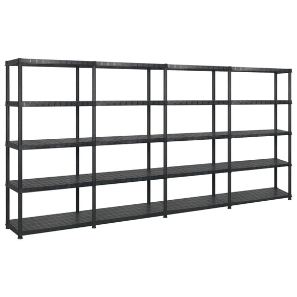 NNEVL Storage Shelf 5-Tier Black 366x45.7x185 cm Plastic