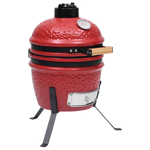 NNEVL 2-in-1 Kamado Barbecue Grill Smoker Ceramic 56 cm Red