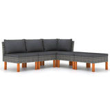 NNEVL 5 Piece Garden Lounge Set with Cushions Poly Rattan Grey