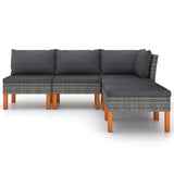 NNEVL 5 Piece Garden Lounge Set with Cushions Poly Rattan Grey