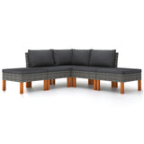 NNEVL 5 Piece Garden Lounge Set with Cushions Poly Rattan Grey