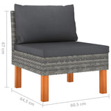 NNEVL 5 Piece Garden Lounge Set with Cushions Poly Rattan Grey