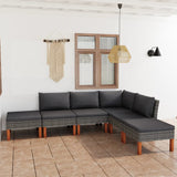 NNEVL 6 Piece Garden Lounge Set with Cushions Poly Rattan Grey