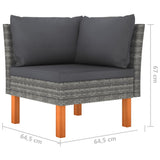 NNEVL 10 Piece Garden Lounge Set with Cushions Poly Rattan Grey
