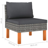 NNEVL 10 Piece Garden Lounge Set with Cushions Poly Rattan Grey