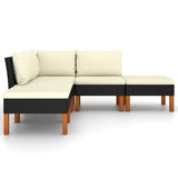 NNEVL 5 Piece Garden Lounge Set with Cushions Poly Rattan Black