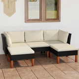 NNEVL 5 Piece Garden Lounge Set with Cushions Poly Rattan Black