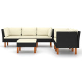 NNEVL 6 Piece Garden Lounge Set with Cushions Poly Rattan Black