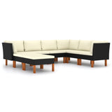 NNEVL 8 Piece Garden Lounge Set with Cushions Poly Rattan Black