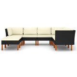 NNEVL 8 Piece Garden Lounge Set with Cushions Poly Rattan Black