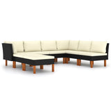 NNEVL 8 Piece Garden Lounge Set with Cushions Poly Rattan Black
