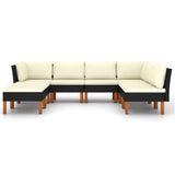NNEVL 8 Piece Garden Lounge Set with Cushions Poly Rattan Black