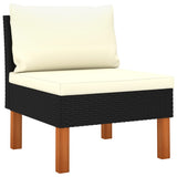 NNEVL 8 Piece Garden Lounge Set with Cushions Poly Rattan Black