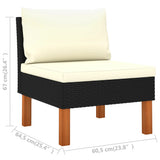 NNEVL 8 Piece Garden Lounge Set with Cushions Poly Rattan Black
