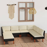 NNEVL 8 Piece Garden Lounge Set with Cushions Poly Rattan Black