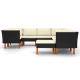 NNEVL 9 Piece Garden Lounge Set with Cushions Poly Rattan Black