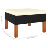 NNEVL 10 Piece Garden Lounge Set with Cushions Poly Rattan Black