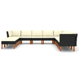 NNEVL 12 Piece Garden Lounge Set with Cushions Poly Rattan Black