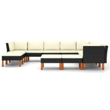 NNEVL 12 Piece Garden Lounge Set with Cushions Poly Rattan Black