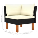 NNEVL 12 Piece Garden Lounge Set with Cushions Poly Rattan Black