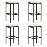 NNEVL 5 Piece Garden Bar Set with Cushions Poly Rattan Black
