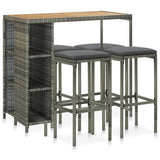 NNEVL 5 Piece Garden Bar Set with Cushions Poly Rattan Grey