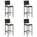 NNEVL 5 Piece Garden Bar Set with Cushions Poly Rattan Black