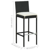 NNEVL 5 Piece Garden Bar Set with Cushions Poly Rattan Black