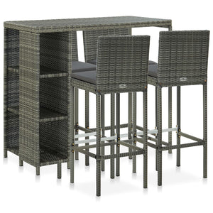 NNEVL 5 Piece Garden Bar Set with Cushions Poly Rattan Grey