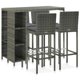 NNEVL 5 Piece Garden Bar Set with Cushions Poly Rattan Grey
