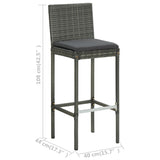 NNEVL 5 Piece Garden Bar Set with Cushions Poly Rattan Grey