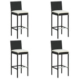 NNEVL 5 Piece Garden Bar Set with Cushions Poly Rattan Black