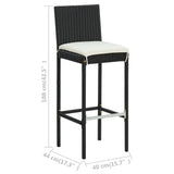 NNEVL 5 Piece Garden Bar Set with Cushions Poly Rattan Black
