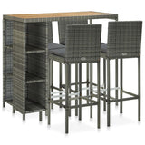 NNEVL 5 Piece Garden Bar Set with Cushions Poly Rattan Grey