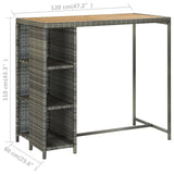 NNEVL 5 Piece Garden Bar Set with Cushions Poly Rattan Grey