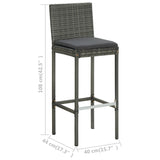 NNEVL 5 Piece Garden Bar Set with Cushions Poly Rattan Grey