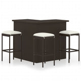 NNEVL 4 Piece Garden Bar Set with Cushions Poly Rattan Brown