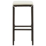 NNEVL 4 Piece Garden Bar Set with Cushions Poly Rattan Brown