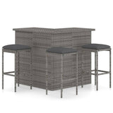 NNEVL 4 Piece Garden Bar Set with Cushions Poly Rattan Grey