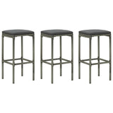 NNEVL 4 Piece Garden Bar Set with Cushions Poly Rattan Grey