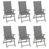 NNEVL Garden Reclining Chairs 6 pcs with Cushions Solid Acacia Wood