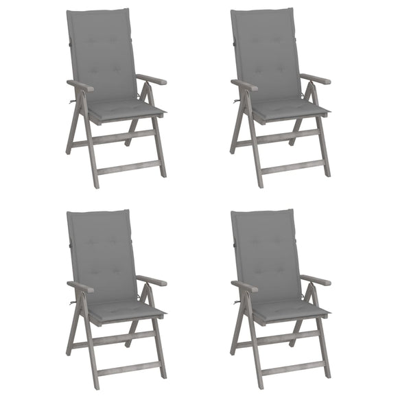 NNEVL Garden Reclining Chairs 4 pcs with Cushions Solid Wood Acacia