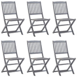 NNEVL Folding Outdoor Chairs 6 pcs with Cushions Solid Acacia Wood