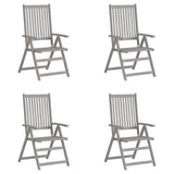 NNEVL Garden Reclining Chairs 4 pcs Grey Solid Wood Acacia