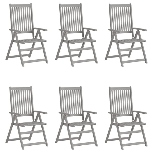 NNEVL Garden Reclining Chairs 6 pcs Grey Solid Wood Acacia