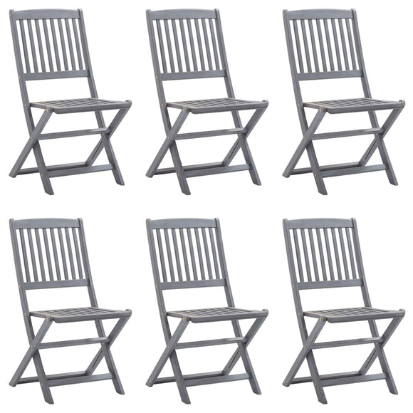 NNEVL Folding Outdoor Chairs 6 pcs Solid Acacia Wood