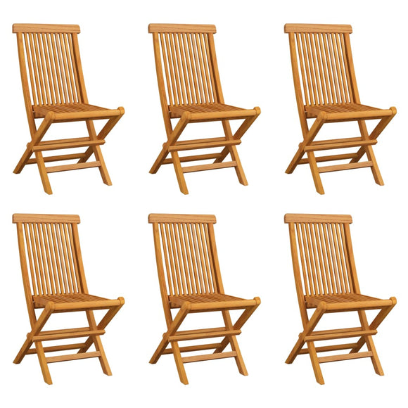 NNEVL Folding Garden Chairs 6 pcs Solid Teak Wood