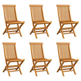 NNEVL Folding Garden Chairs 6 pcs Solid Teak Wood